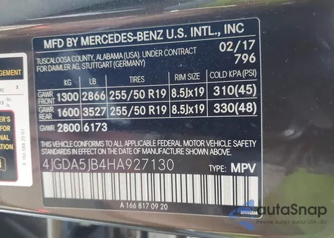 2017 Mercedes-Benz Gle 350 z USA, uszkodzony, nr VIN 4JGDA5JB4HA927130